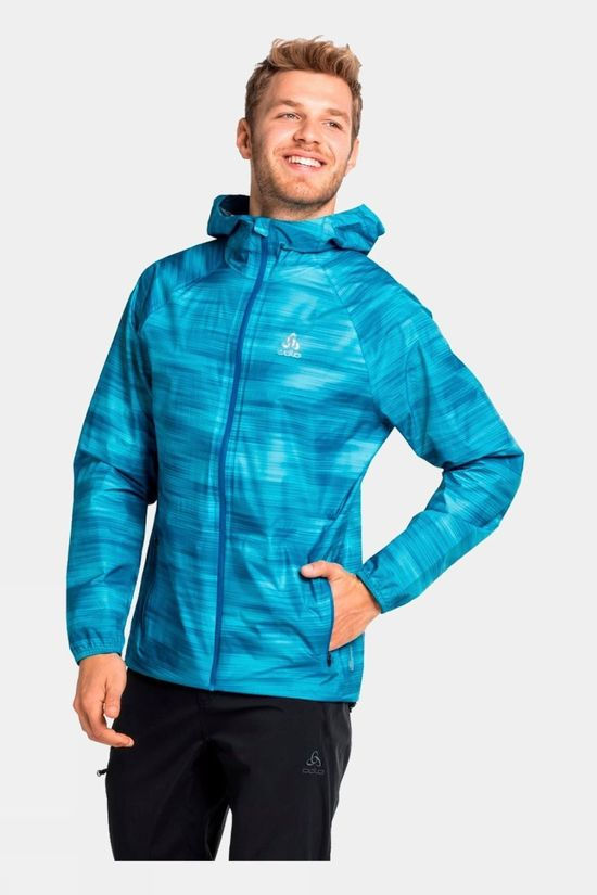 Odlo Mensl Fli 2.5L Waterproof Print Hardshell Jacket Horizon Blue - Graphic Ss21