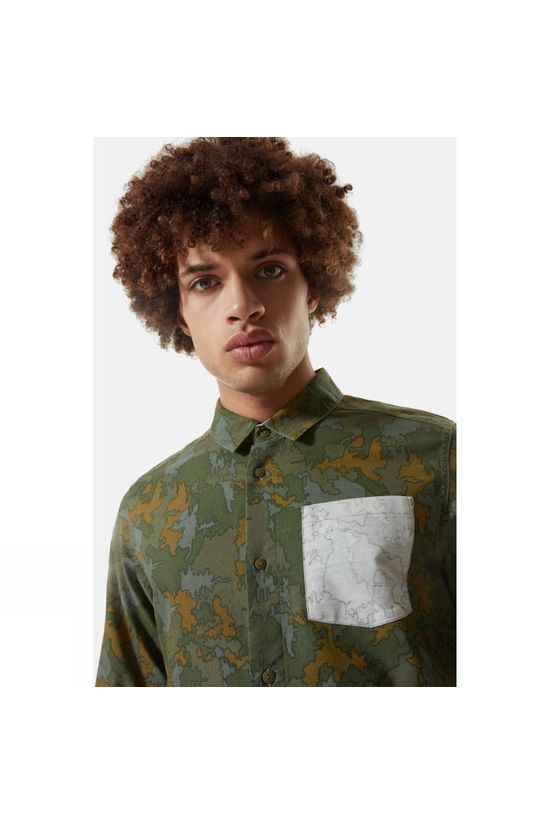 The North Face Mens Cartographer Shirt Burnt Olive Green Wildwood Print