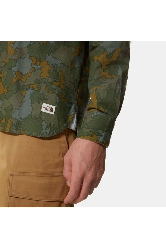 The North Face Mens Cartographer Shirt Burnt Olive Green Wildwood Print
