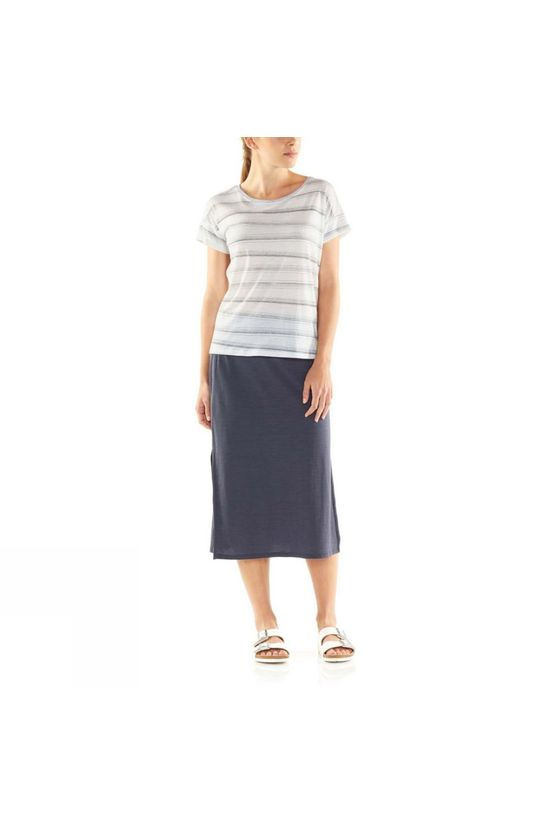 Icebreaker Womens Via Short Sleeve Scoop T-Shirt Scratch Stripe Enamel Heather/Panther