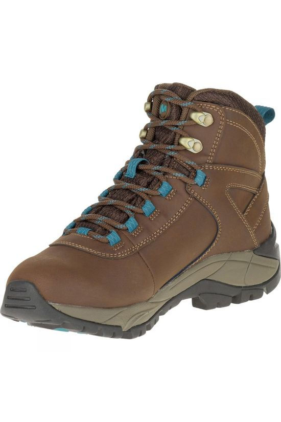 Merrell Womens Vego Mid Leather Waterproof Boot Dark Earth/Britanny Blue
