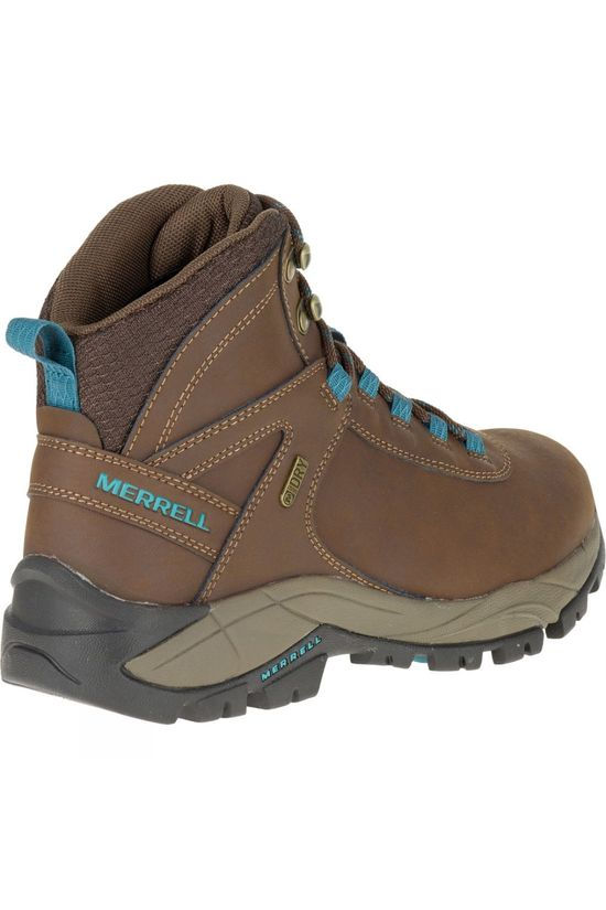 Merrell Womens Vego Mid Leather Waterproof Boot Dark Earth/Britanny Blue