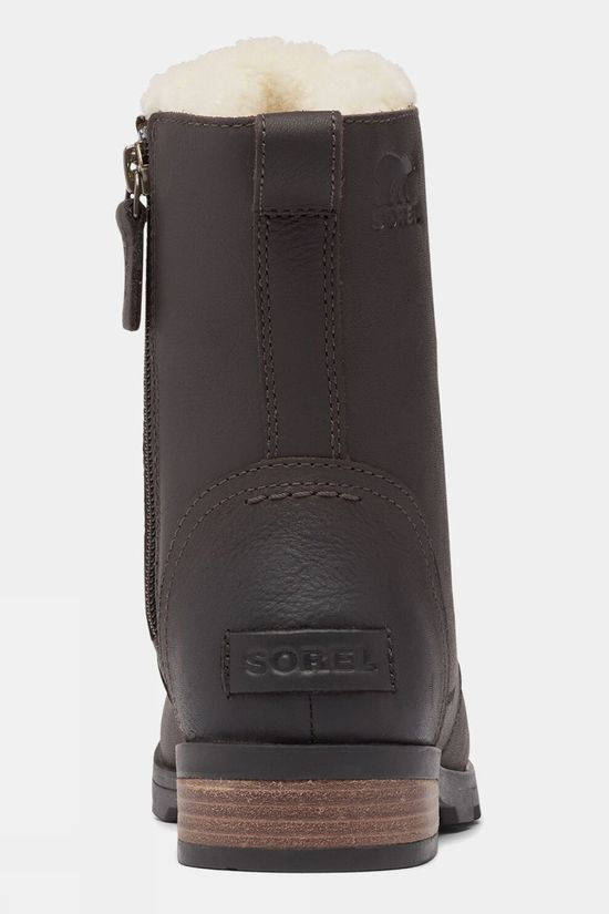 Sorel Womens Emelie Short Lace Cozy Boot Blackened Brown