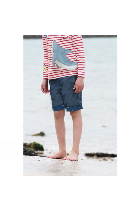 Frugi Childrens Ralph Reversible Shorts Marine Blue Anchors SS19
