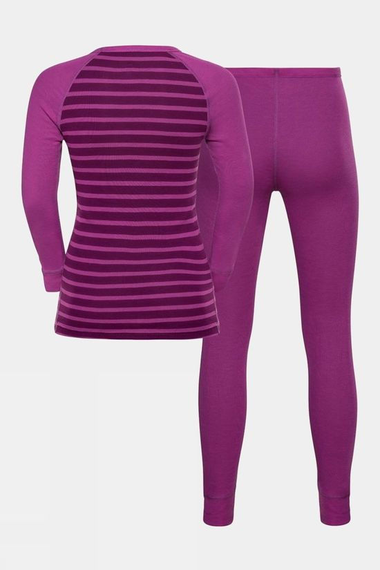 Odlo Kids Active Warrm Eco Baselayer Set 14+ Hyacinth Violet - Charisma - Stripes