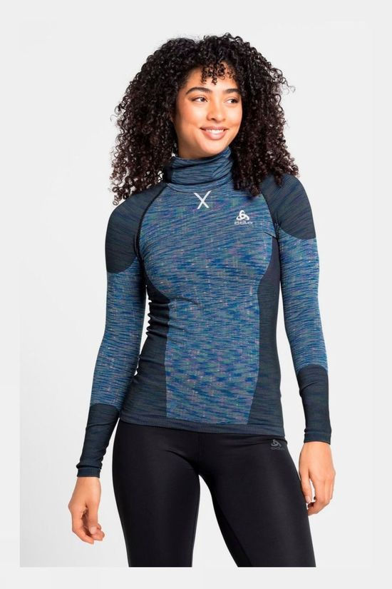 Odlo Womens Blackcomb BAselayer With Facemask Blue Tattoo - Space Dye