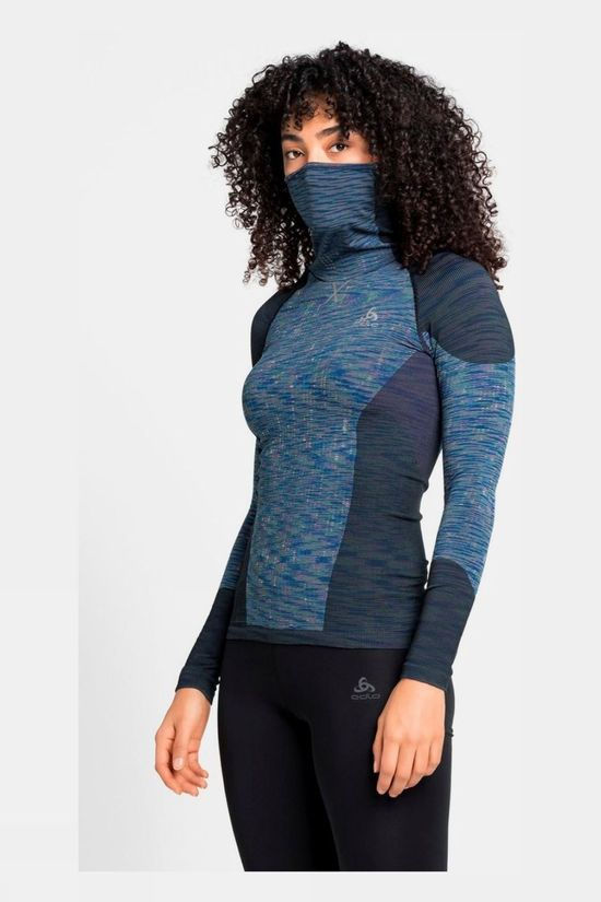 Odlo Womens Blackcomb BAselayer With Facemask Blue Tattoo - Space Dye